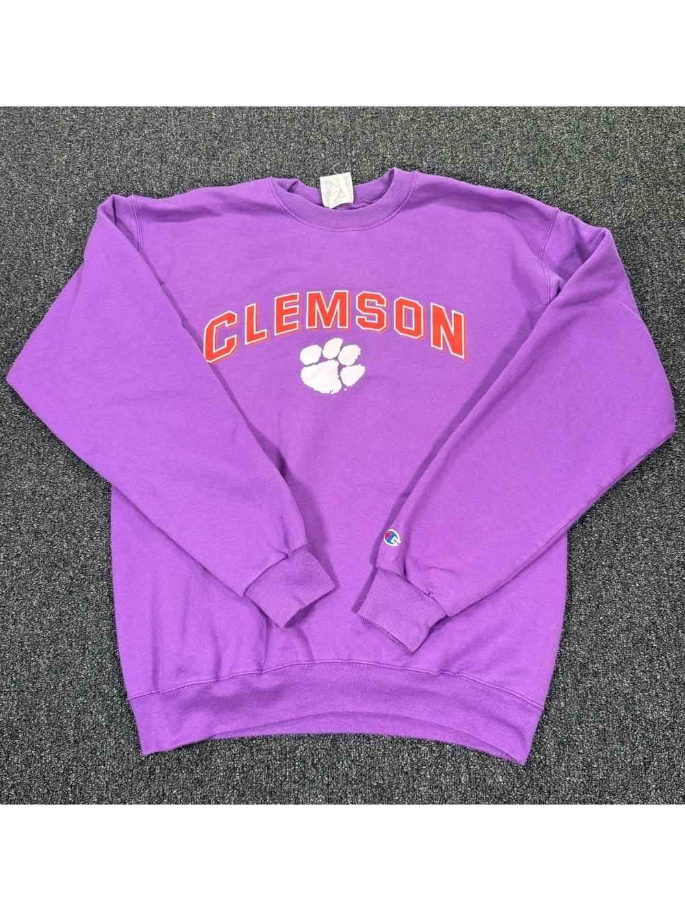 Vintage 90s Champion Purple Clemson Crewneck Sweatshirt Medium